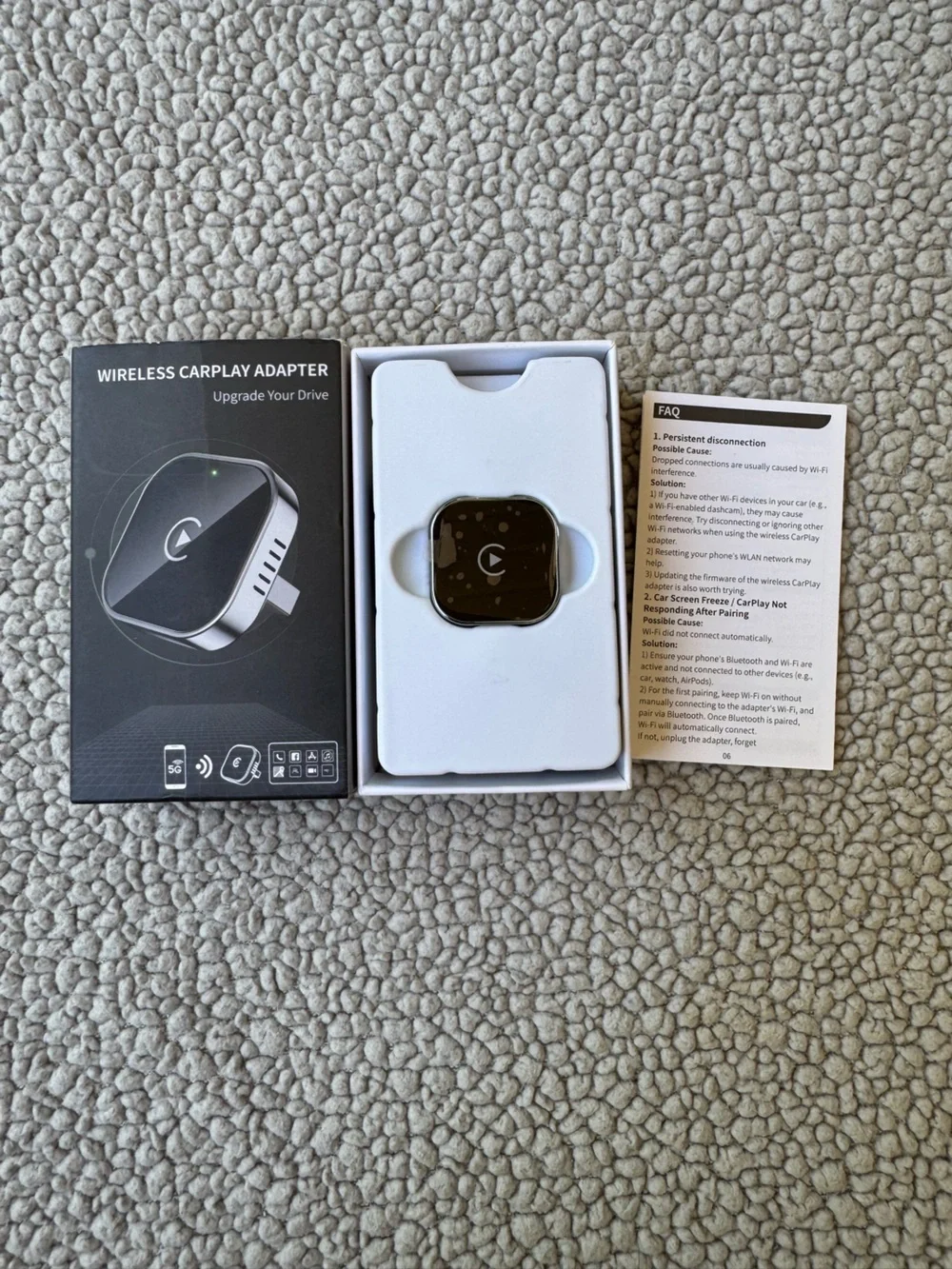 Wireless Carplay Adapter Dongle For iPhone New (Open Box). Black